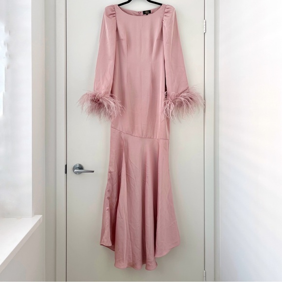NWOT De La Vali Tupelo Satin Midi Dress Pink 4 - Picture 4 of 16